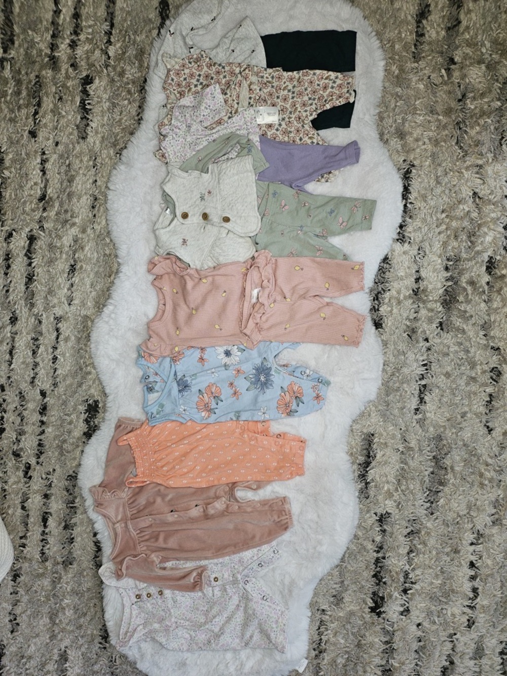 Mixed Baby Girl Rompers & Onesies set- Pastel Florals and Neutrals